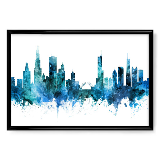 Chicago Illinois Skyline blue