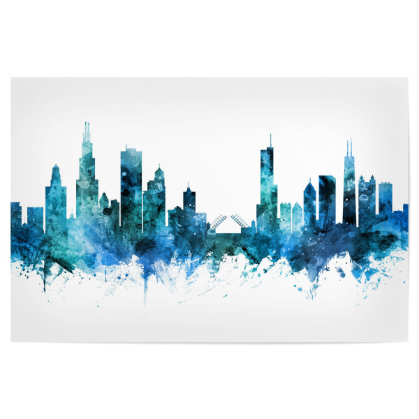 Poster "Chicago Illinois Skyline blue" artboxONE - Reise,Städte / Chicago