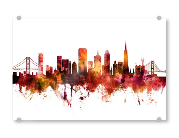 Acrylglasbild "San Francisco City Skyline red" artboxONE - Städte / San Francisco