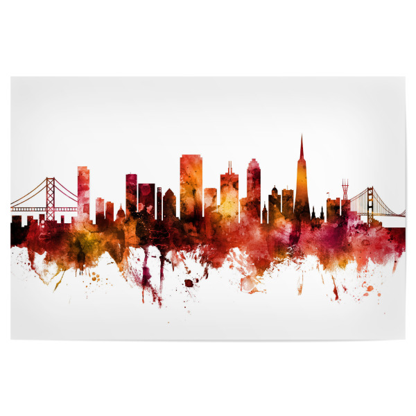 Poster 30x20 cm "San Francisco City Skyline red" artboxONE - Städte / San Francisco