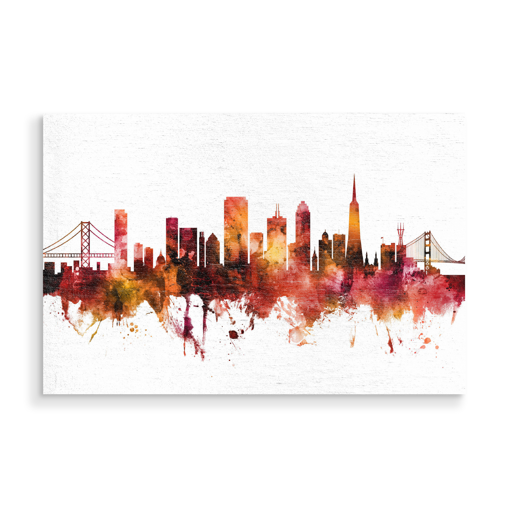 Holzbild "San Francisco City Skyline red" artboxONE - Städte / San Francisco