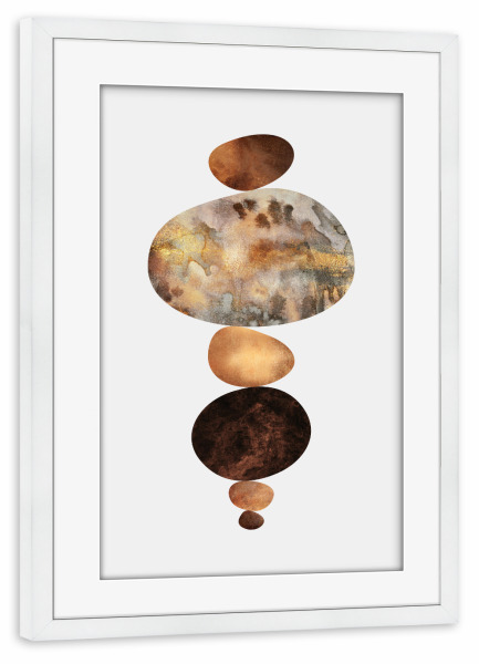 Poster mit Rahmen weiß "Balance 2" artboxONE - Natur,Abstrakt - Graphic,Rocks,Pebbles,Balance,Nature,Natural,Earth tones,Minimal,Simple