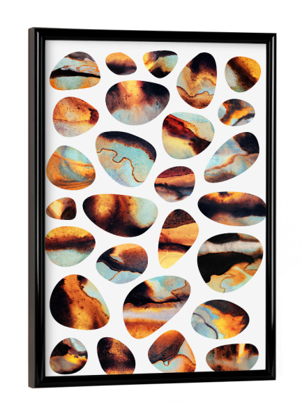 Poster mit schwarzem Rahmen "Fiery Pebbles" artboxONE - Abstrakt - Graphic,Stones,Pebbles,Abstract,Collection,Rocks