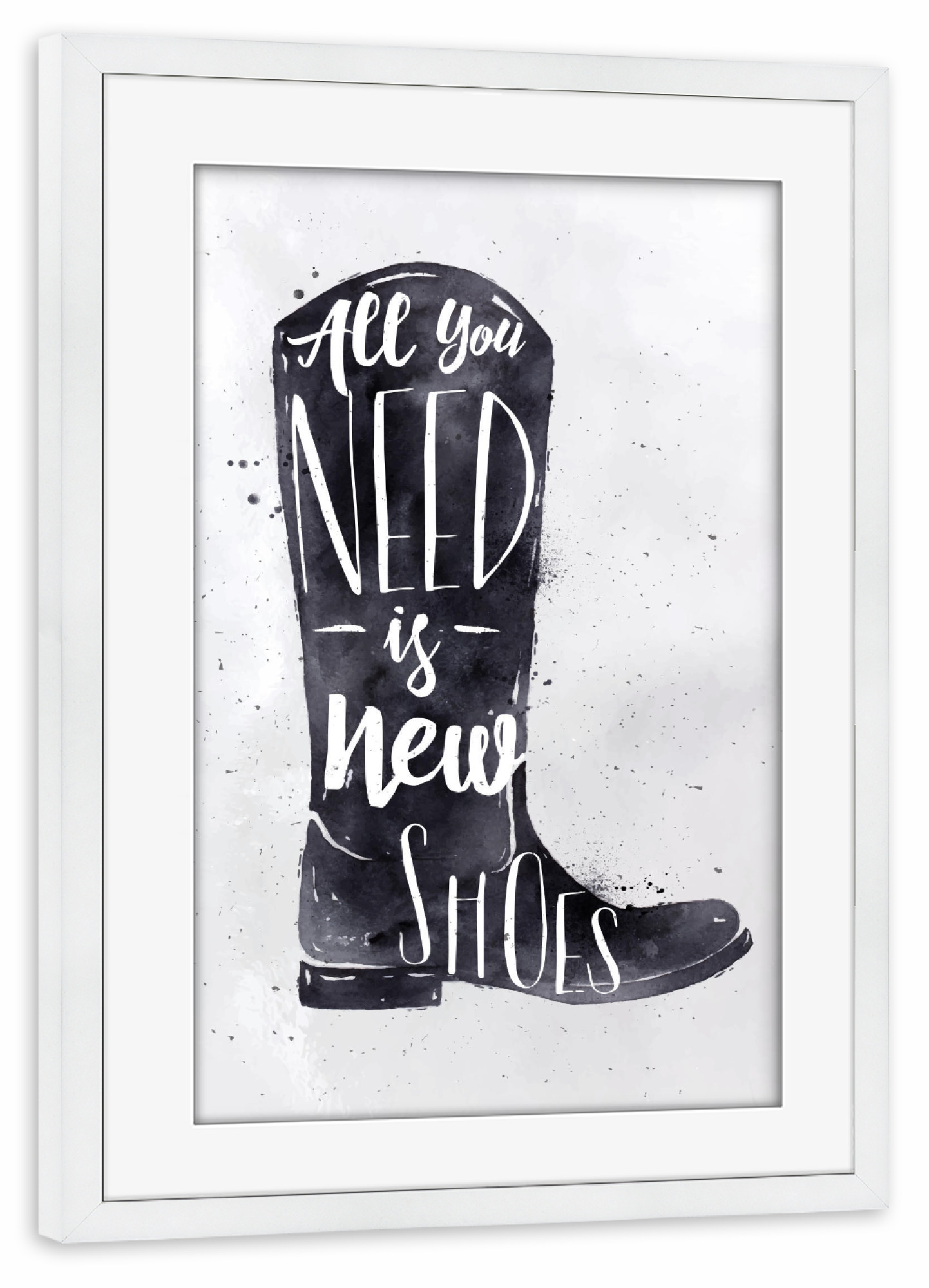 Poster mit Rahmen weiß "Vintage boots" artboxONE - Typografie,Schwarzweiß,Fashion