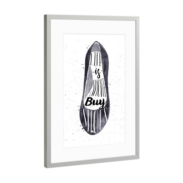 Poster mit Rahmen Silber "Women shoes" artboxONE - Typografie,Schwarzweiß,Fashion