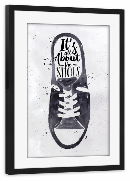 Poster mit Rahmen schwarz "Men's sport shoes" artboxONE - Typografie,Schwarzweiß,Fashion