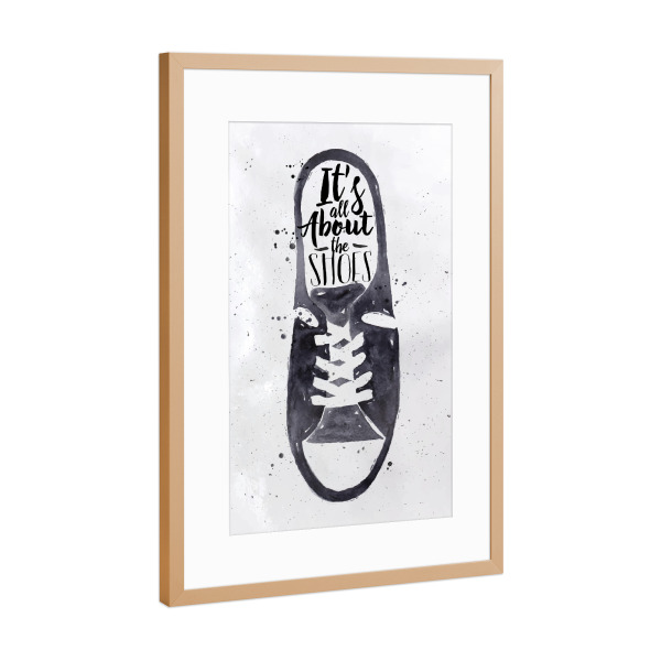 Poster mit Rahmen Kupfer "Men's sport shoes" artboxONE - Typografie,Schwarzweiß,Fashion