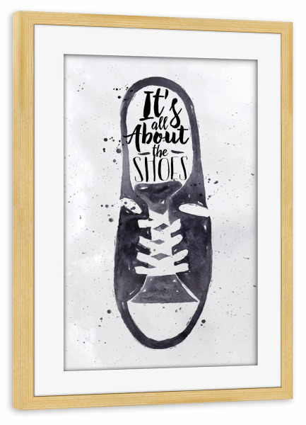 Poster mit Rahmen kiefer "Men's sport shoes" artboxONE - Typografie,Schwarzweiß,Fashion