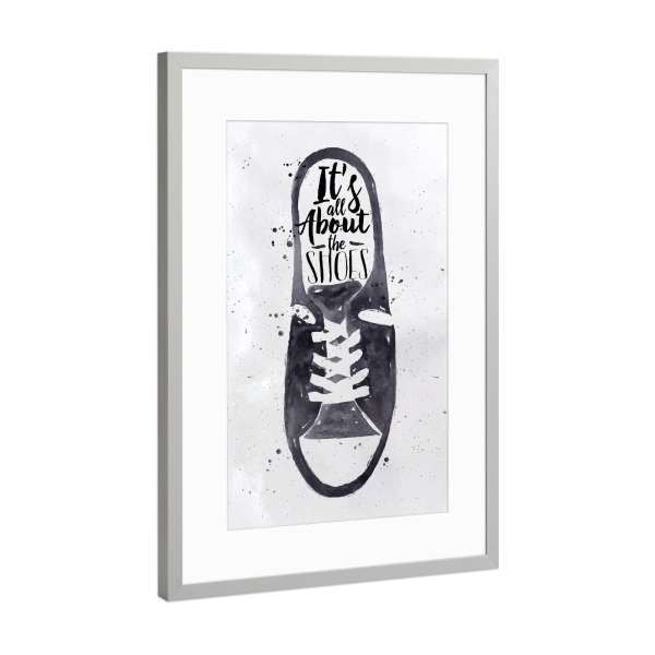 Poster mit Rahmen Silber "Men's sport shoes" artboxONE - Typografie,Schwarzweiß,Fashion