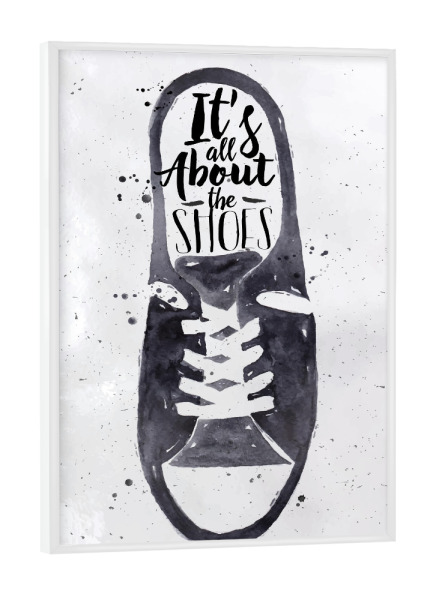 Poster mit weißem Rahmen "Men's sport shoes" artboxONE - Typografie,Schwarzweiß,Fashion