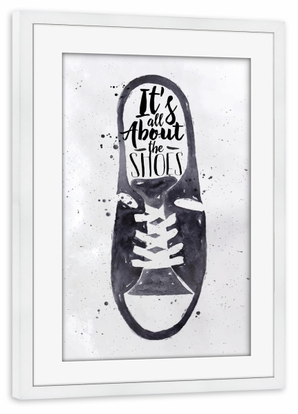 Poster mit Rahmen weiß "Men's sport shoes" artboxONE - Typografie,Schwarzweiß,Fashion
