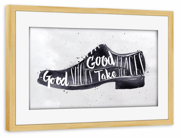 Poster mit Rahmen kiefer "Men's shoes" artboxONE - Typografie,Schwarzweiß,Fashion