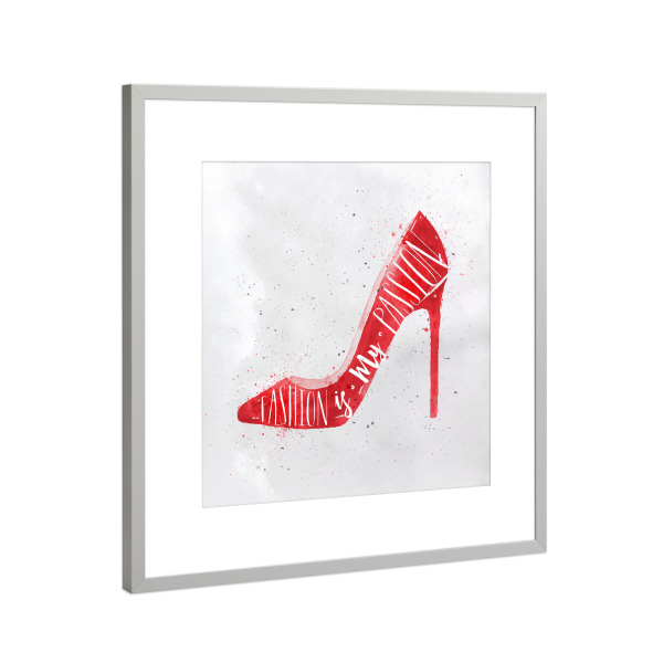 Poster mit Rahmen Silber "High heel footwear red" artboxONE - Typografie,Fashion