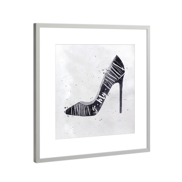 Poster mit Rahmen Silber "High heel footwear" artboxONE - Typografie,Schwarzweiß,Fashion