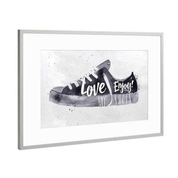 Poster mit Rahmen Silber "Sport shoes" artboxONE - Typografie,Schwarzweiß,Fashion
