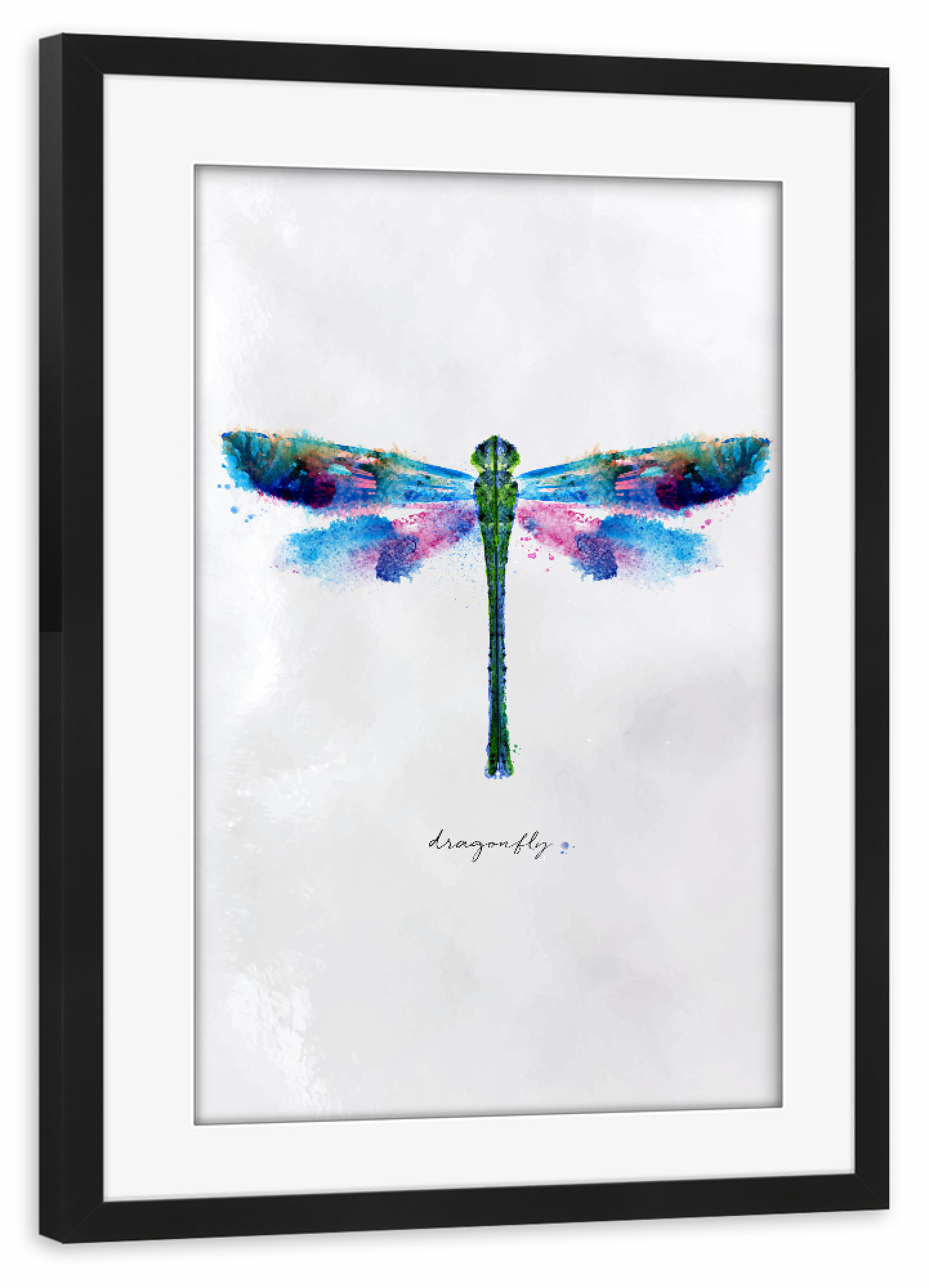 Poster mit Rahmen schwarz "Monotype vivid dragonfly" artboxONE - Natur,Tiere