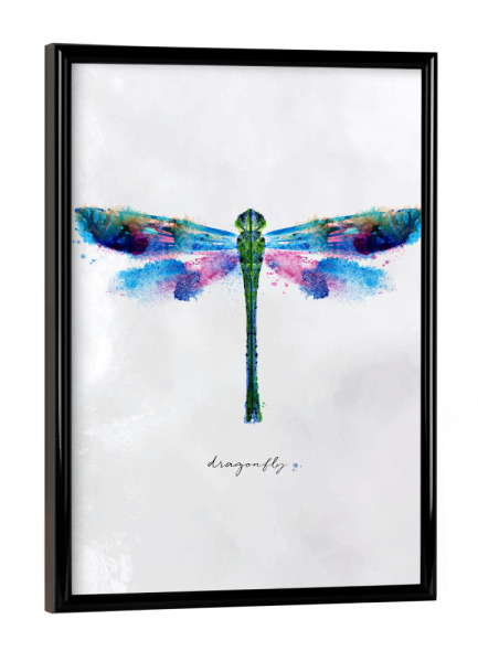 Poster mit schwarzem Rahmen "Monotype vivid dragonfly" artboxONE - Natur,Tiere