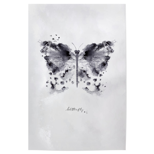 Poster 30x20 cm "Monotype butterfly black" artboxONE - Natur,Tiere,Schwarzweiß