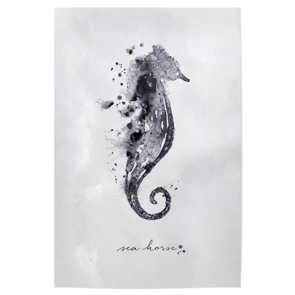 Poster 30x20 cm "Monotype seahorse black" artboxONE - Natur,Tiere,Schwarzweiß