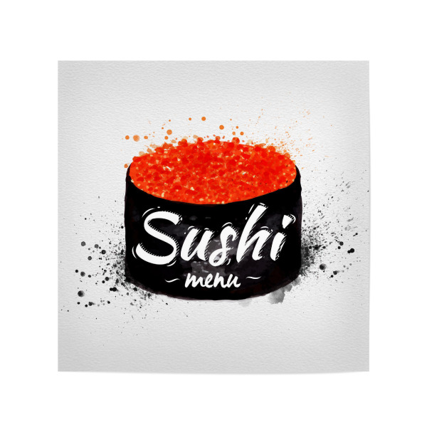 Poster 20x20 cm "Sushi menu watercolor" artboxONE - Essen & Trinken