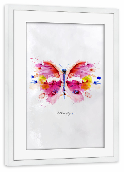 Poster mit Rahmen weiß "Monotype vivid butterfly" artboxONE - Natur,Tiere