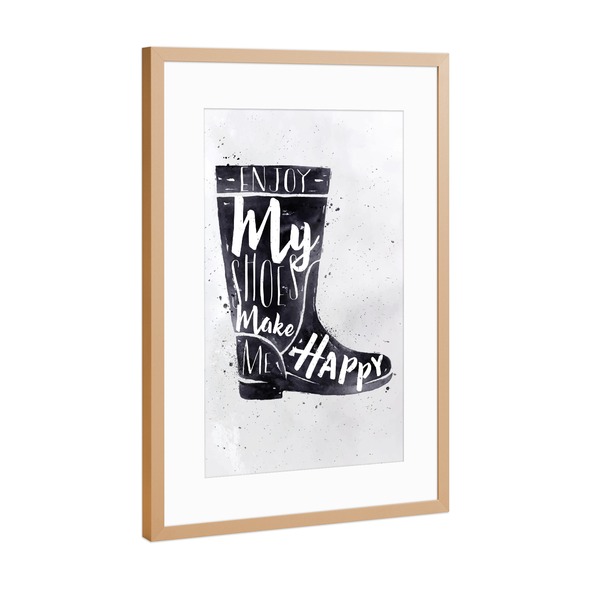 Poster mit Rahmen Kupfer "Women's boots" artboxONE - Typografie,Schwarzweiß,Fashion