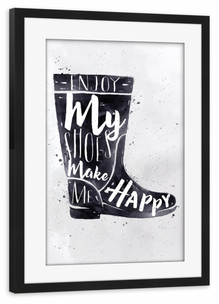 Poster mit Rahmen schwarz "Women's boots" artboxONE - Typografie,Schwarzweiß,Fashion