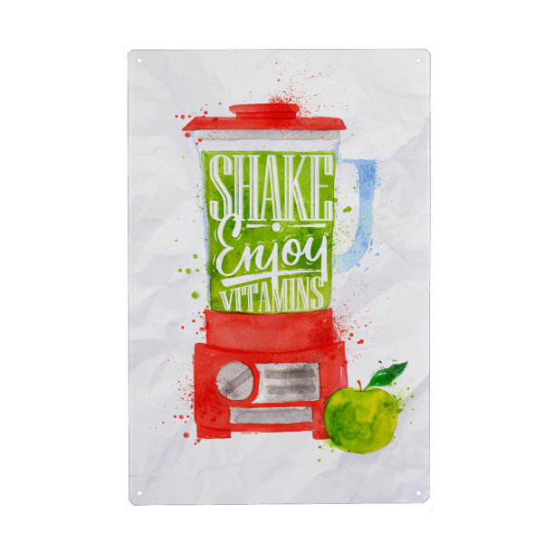 Metall Poster "Watercolor blender shake" artboxONE - Essen & Trinken,Essen & Trinken / Obst & Gemüse