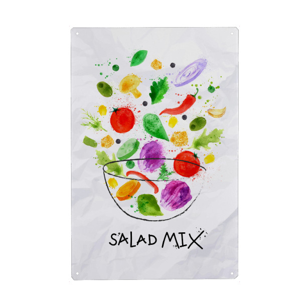 Metall Poster "Salad mix watercolor 2" artboxONE - Essen & Trinken,Essen & Trinken / Obst & Gemüse