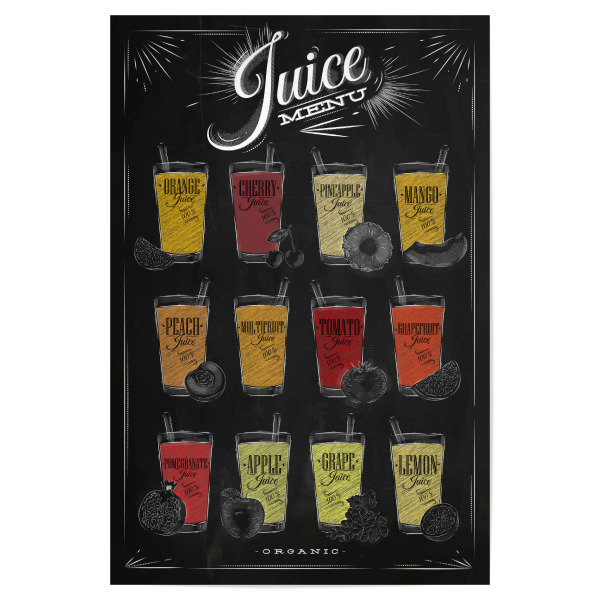 Poster 30x20 cm "Juice menu chalk" artboxONE - Essen & Trinken,Essen & Trinken / Obst & Gemüse