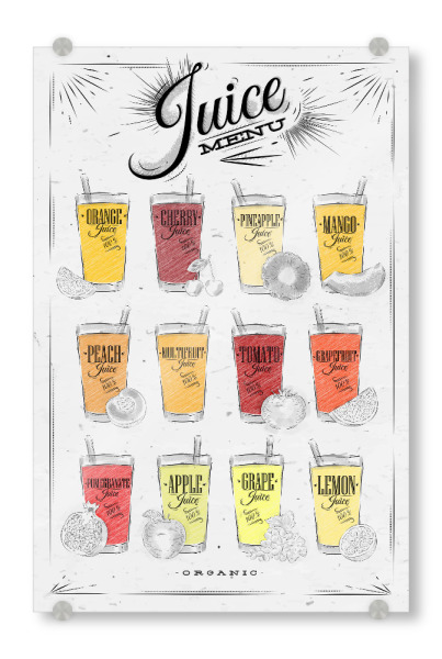 Acrylglasbild "Juice menu" artboxONE - Typografie,Essen & Trinken