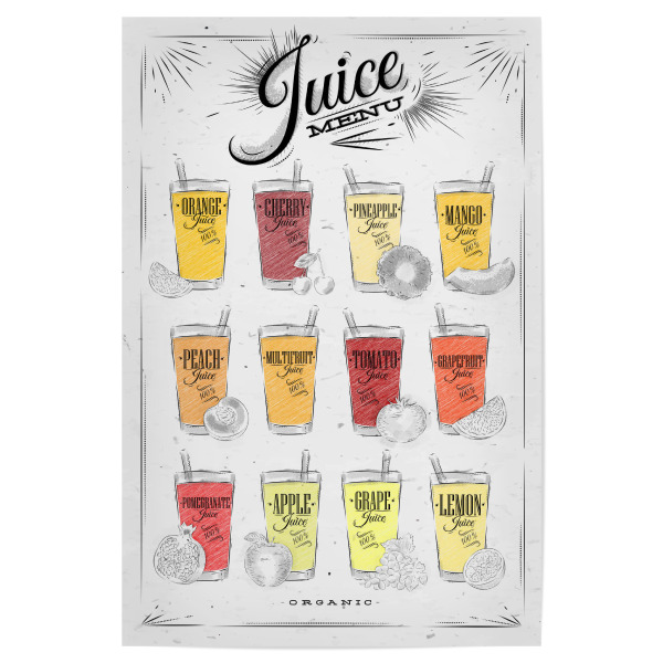 Poster 30x20 cm "Juice menu" artboxONE - Typografie,Essen & Trinken