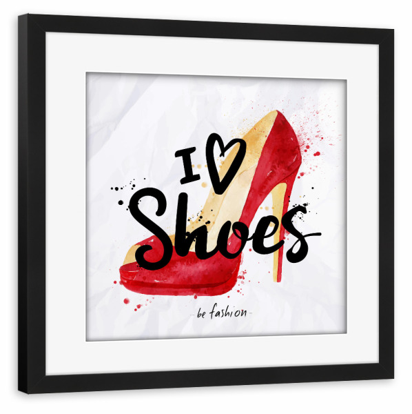 Poster mit Rahmen schwarz "Watercolor shoes" artboxONE - Typografie,Fashion