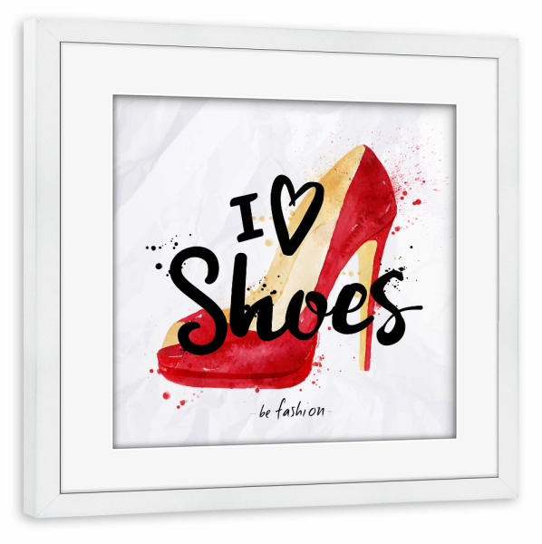 Poster mit Rahmen weiß "Watercolor shoes" artboxONE - Typografie,Fashion