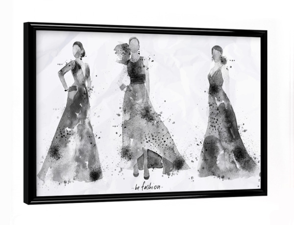 Poster mit schwarzem Rahmen "Black ink dresses" artboxONE - Menschen,Schwarzweiß,Fashion