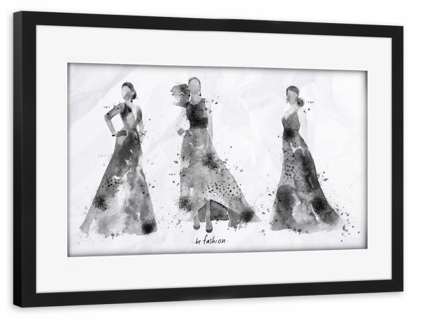Poster mit Rahmen schwarz "Black ink dresses" artboxONE - Menschen,Schwarzweiß,Fashion