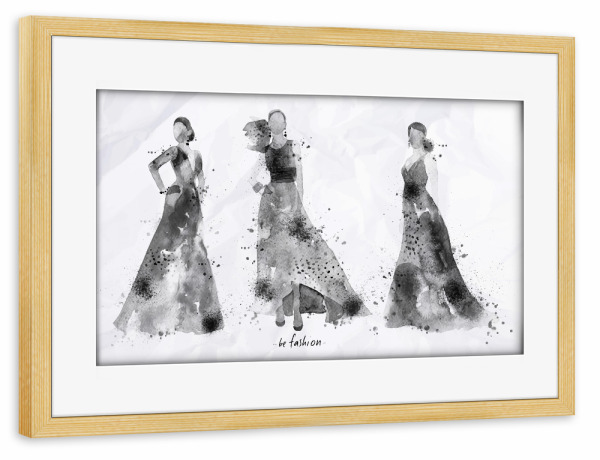 Poster mit Rahmen kiefer "Black ink dresses" artboxONE - Menschen,Schwarzweiß,Fashion