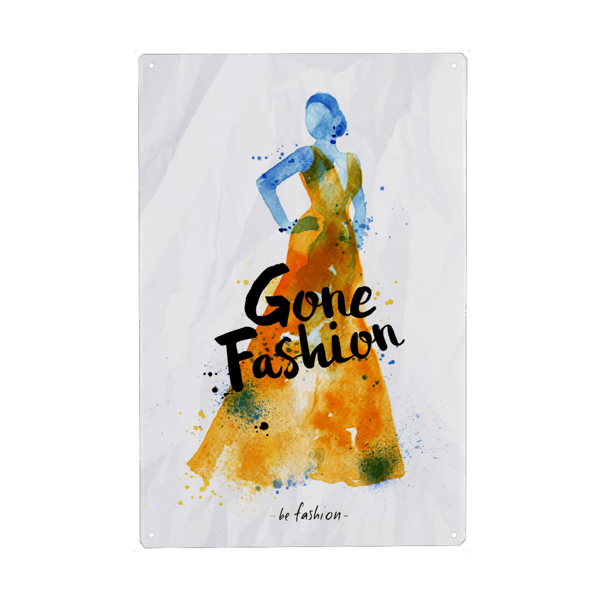 Holzbild "Watercolor dress gone fashion" artboxONE - Typografie,Menschen,Liebe,Fashion,Streetart,Festivals