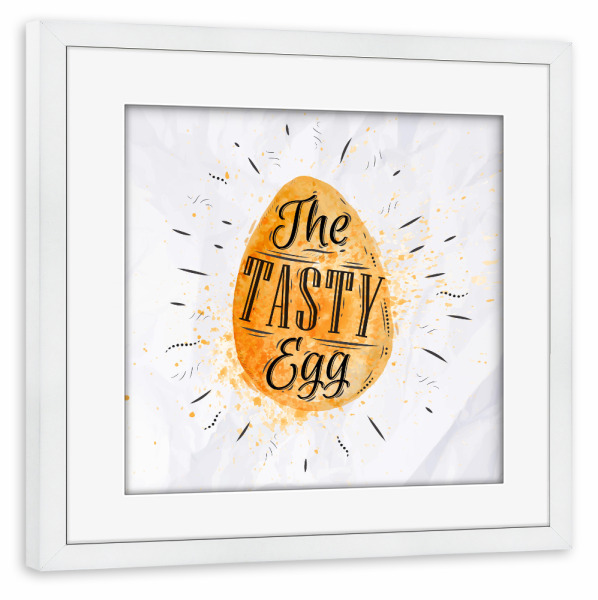 Poster mit Rahmen weiß "Egg watercolor" artboxONE - Typografie,Essen & Trinken