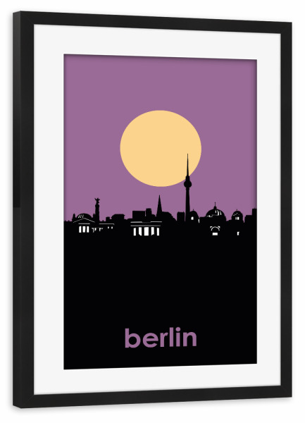 Poster mit Rahmen schwarz "Berlin skyline minimalism" artboxONE - Städte,Städte / Berlin