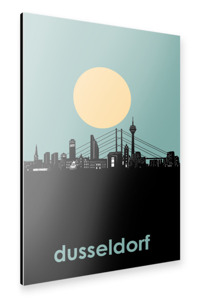 Alu-Dibond "Düsseldorf skyline minimalism" 30x20 cm artboxONE
