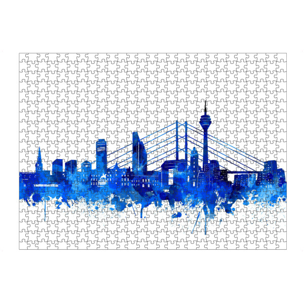 artboxONE Puzzle "Düsseldorf city skyline blue" artboxONE - Städte,Reise,Städte / Düsseldorf