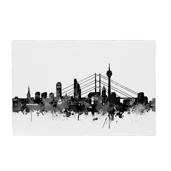 Holzbild "Düsseldorf city black and white" artboxONE - Städte,Reise,Schwarzweiß,Städte / Düsseldorf