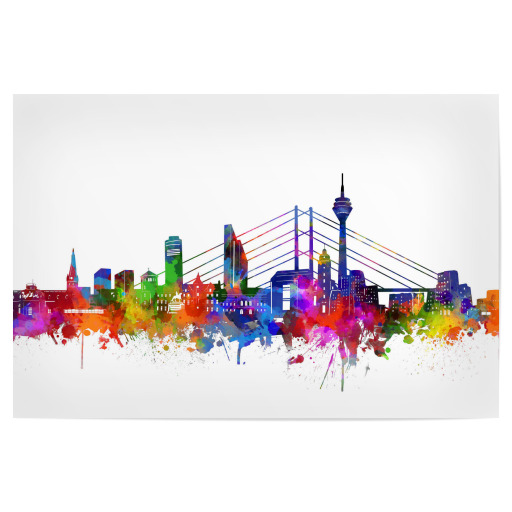 Düsseldorf skyline watercolor