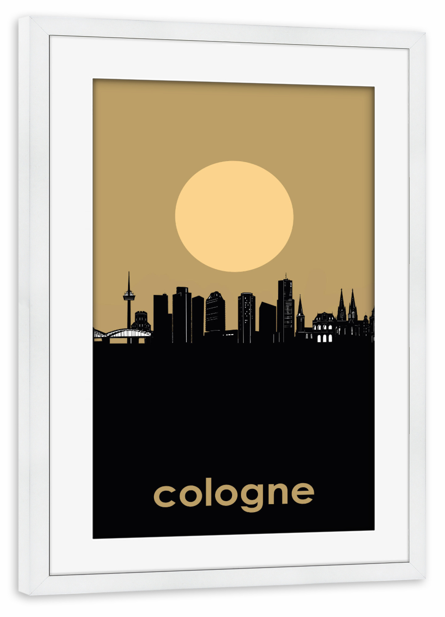 Poster mit Rahmen weiß "Cologne skyline minimalism" artboxONE - Städte,Städte / Köln,Reise
