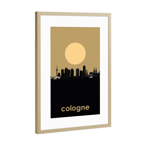 Poster mit Rahmen Gold "Cologne skyline minimalism" artboxONE - Städte,Städte / Köln,Reise