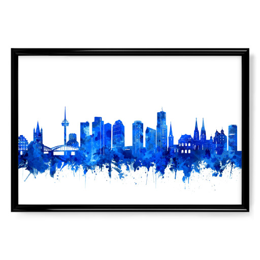 Cologne city skyline blue