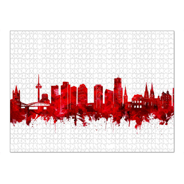 Puzzle Ravensburger "Cologne city skyline red" artboxONE - Städte,Städte / Köln