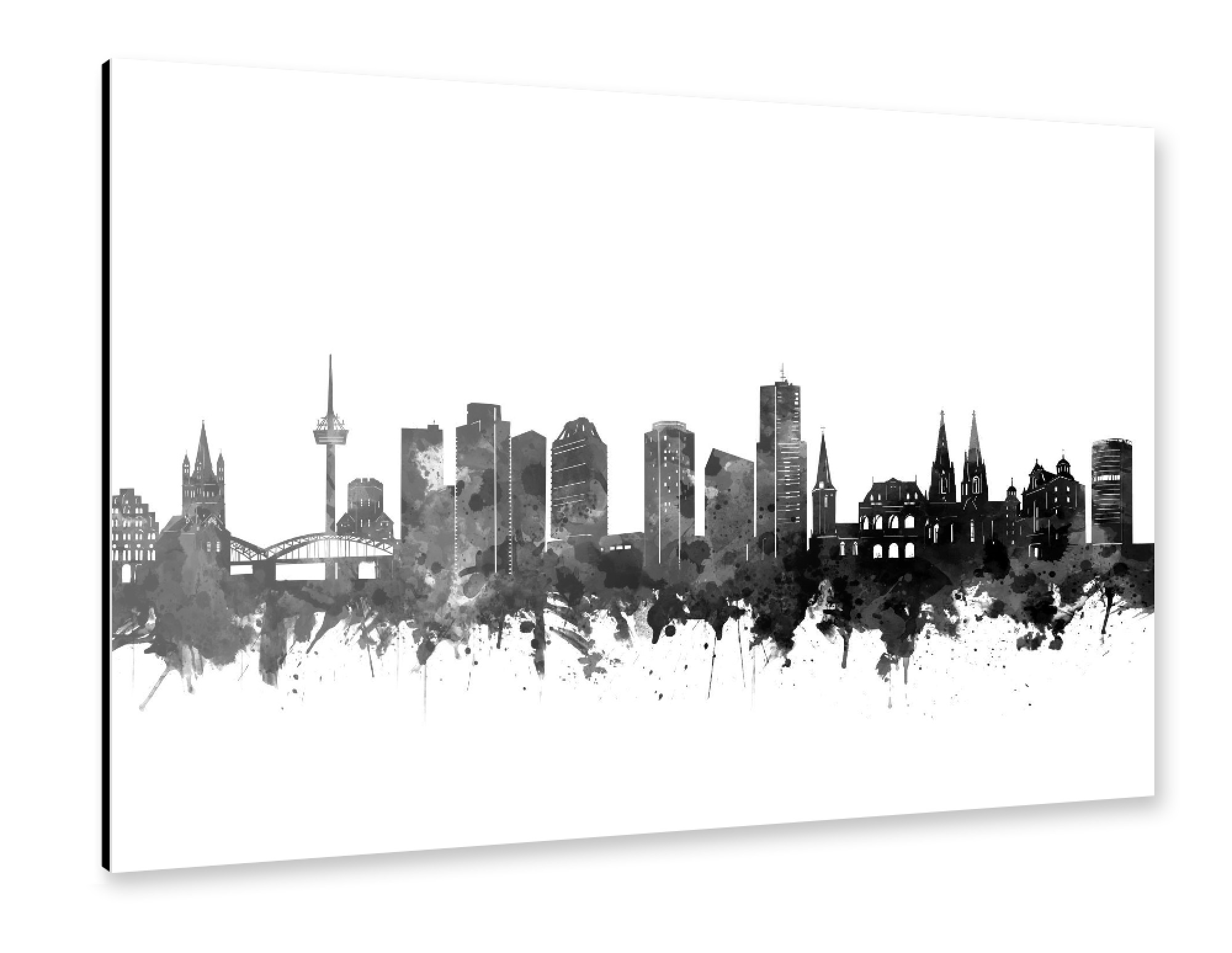 Alu-Dibond "Cologne skyline black and white" 75x50 cm artboxONE