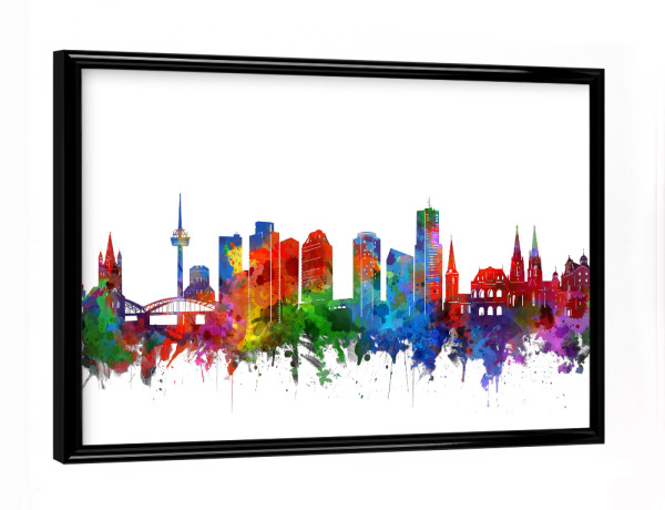 Poster mit schwarzem Rahmen "Cologne city skyline watercolor" artboxONE - Städte,Städte / Köln,Reise - Cologne,Germany,Illustration,Skyline